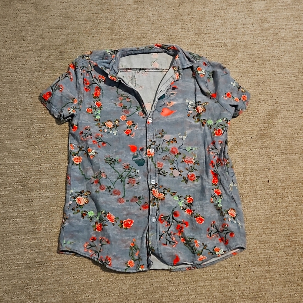Shein Floral Button Up